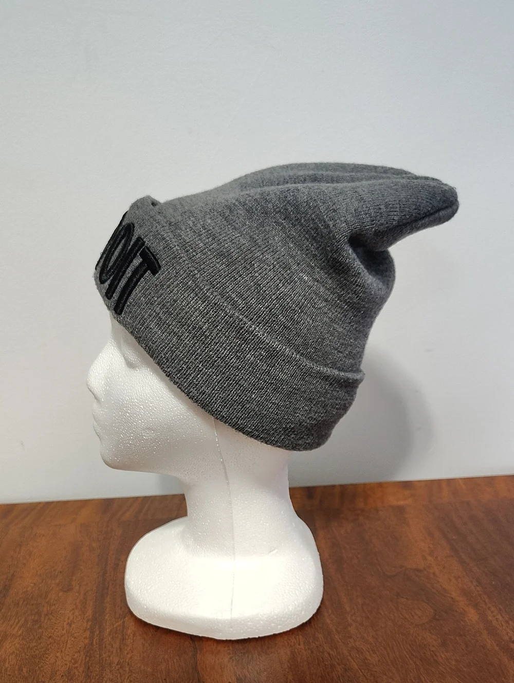 Detroit Embroidered Knit Beanie - Gray